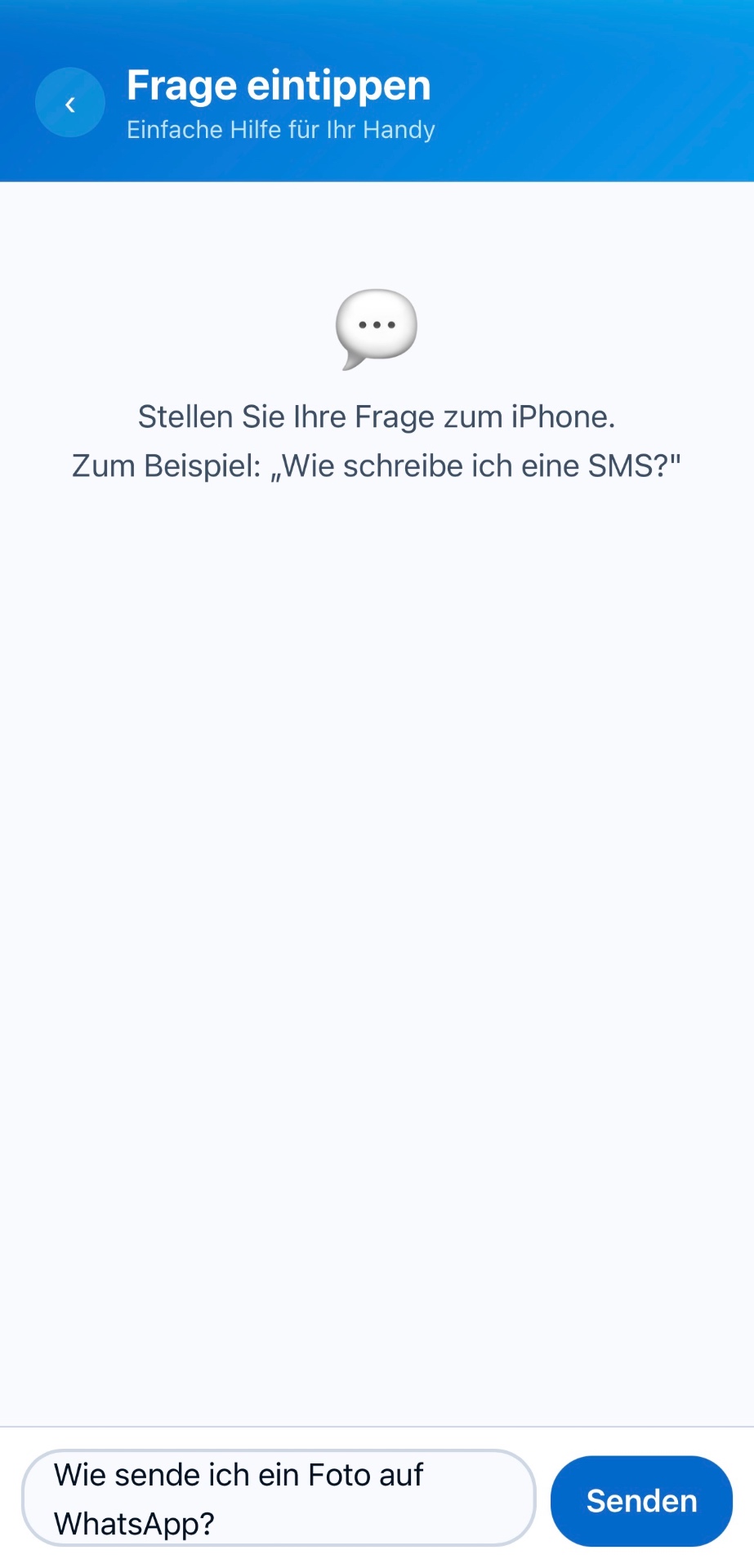 1. Frage einfach eintippen
